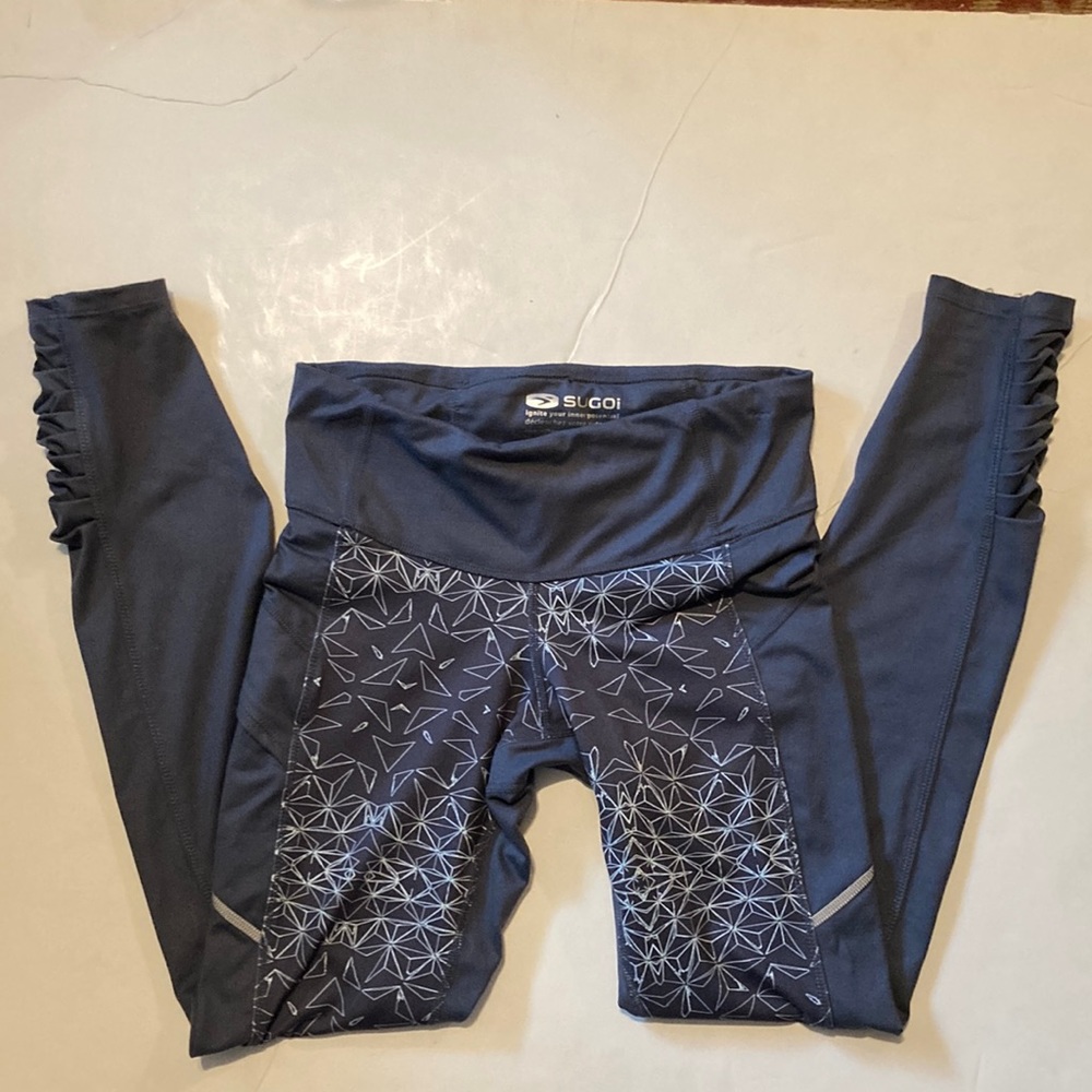 COPY - Sugoi Ignite Thermal Tights coal ice blue print winter running cycling s…